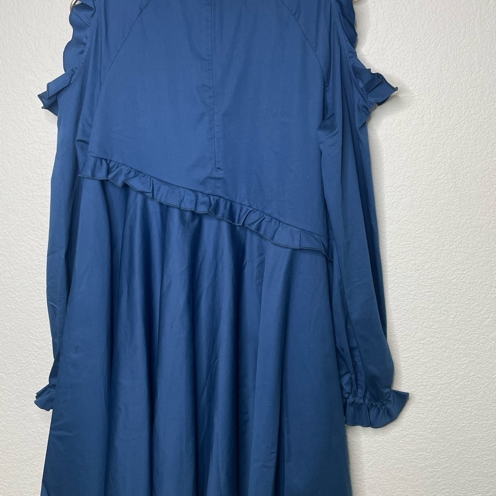 Anna October dress mini cut out shoulders blue sz large - Picture 6 of 8